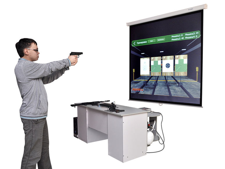 Интерактивный лазерный стрелковый тренажер "Штурмовик-3" (имитация отдачи, одиночные и автоматически