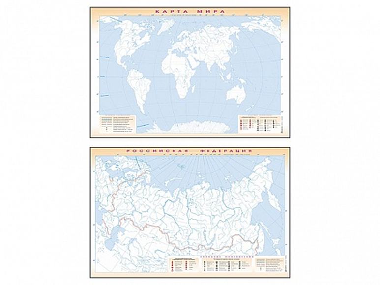 Фрагмент (демонстрационный) магнитно-маркерный (двухсторонний) "Карта мира и Российской Федерации" (