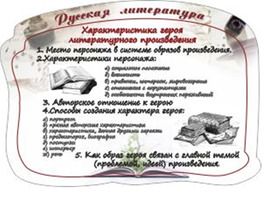 Характеристика героя литературного произведения, резной стенд, 1,4x1 м, без карманов