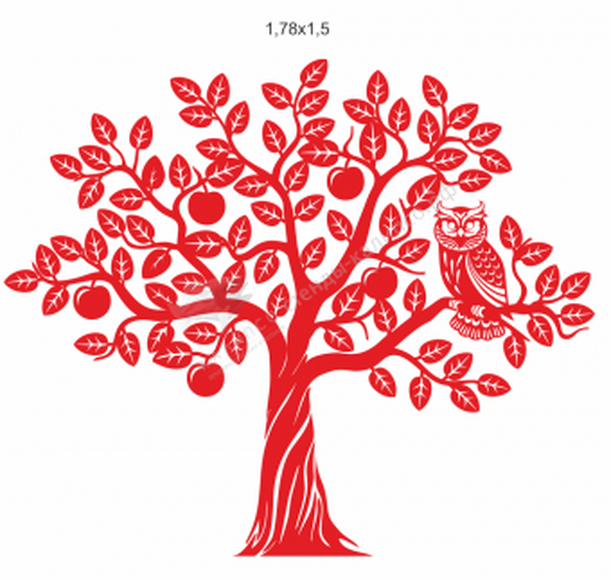 Декоративный элемент "Дерево" (наклейка), 1,78х1,5 м, пленка Oracal, плоттерная резка
