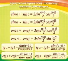 Стенд Тригонометрические формулы, 0,9x0,8 м, без карманов