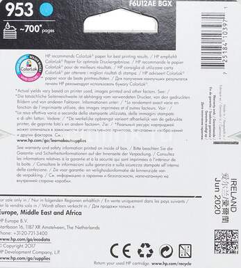 Картридж HP 953, голубой [f6u12ae]