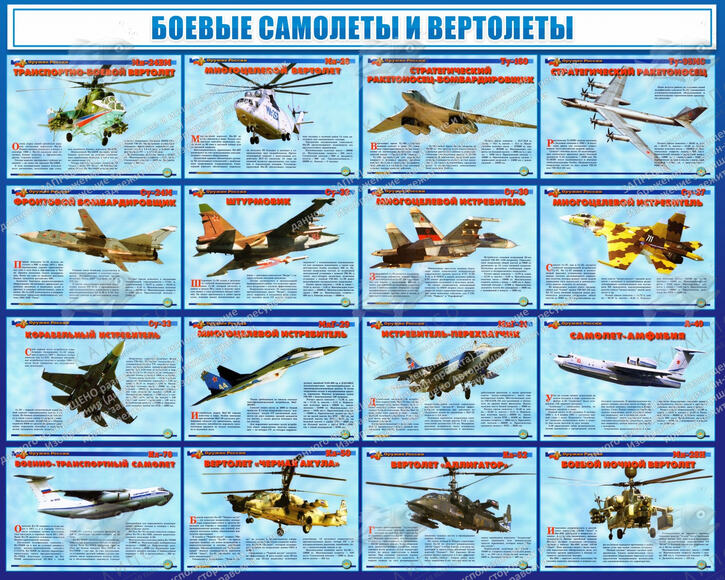Стенд "Боевые самолеты и вертолеты" (1,75х1,4 м, Эконом)