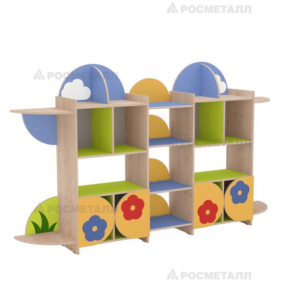 Стеллаж для игрушек "Цветик" (Клен, Синий, Манго, Зеленый)