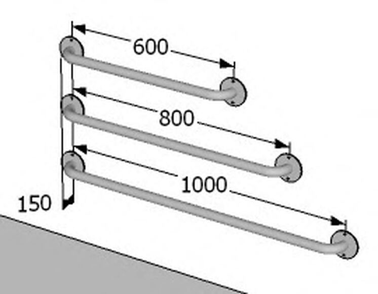Поручень для МГН ПЛ-1-П0-С2-D38, 1000 мм
