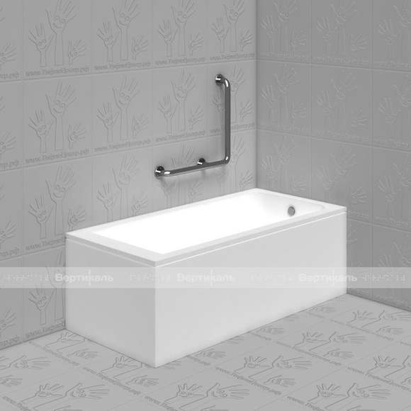 Разборный поручень угловой Г-образный, правый для ванны, туалета (AISI304) 800x435мм