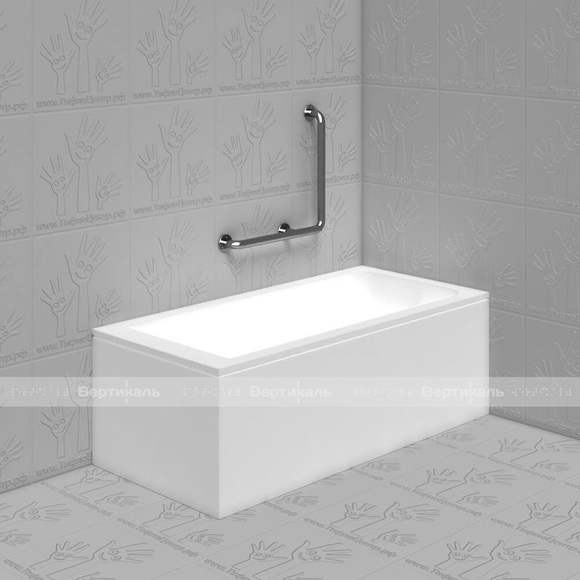Разборный поручень для ванны, туалета, угловой Г-образный, правый (AISI 304) 600x600мм