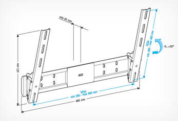 Кронштейн для телевизора Holder LCD-T6609-B, 42-65", настенный, наклон,  черный