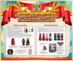 Стенд "Традиционная одежда кубанских казаков", 1,2х1 м, без карманов