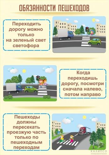 Стенд "Обязанности пешехода Ч1", 0,7x1 м, без карманов