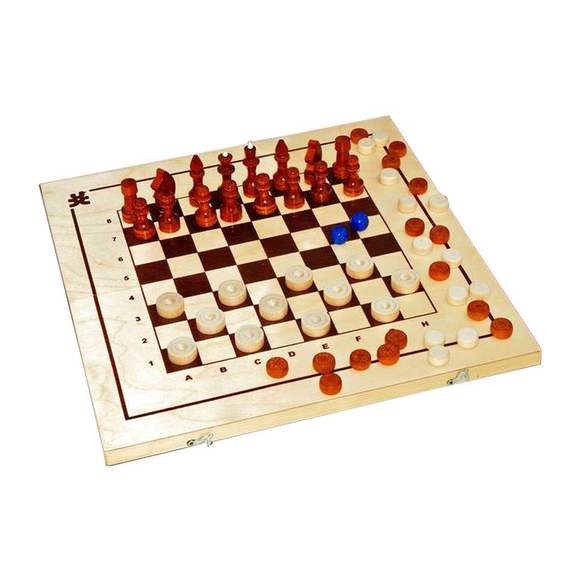 Игра отеч. "3 в1" (шахматы, шашки, нарды) 400*200*36мм отеч