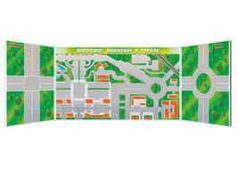 Панорамная трехэлементная комбинированная  магнитно-маркерная доска "Дорожное движение в городе"