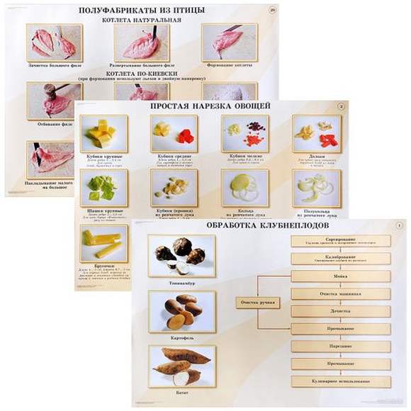 Комплект плакатов «Механическая кулинарная обработка продуктов» 20 плакатов, 59х84 см, А1, двухсторо