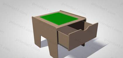 Лего-стол для конструирования с выдвижным ящиком «Новые горизонты» (желтый, коричневый,натуральный,