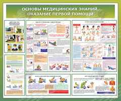 Стенд "Основы медицинских знаний. Оказание первой помощи" (1,2х1 м, Эконом)