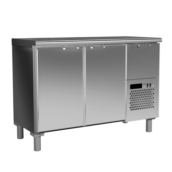 Холодильный стол T57 M2-1 9006-1 корпус серый, без борта (BAR-250), 1260*570*870 мм, 0…+7 °C / ROSSO