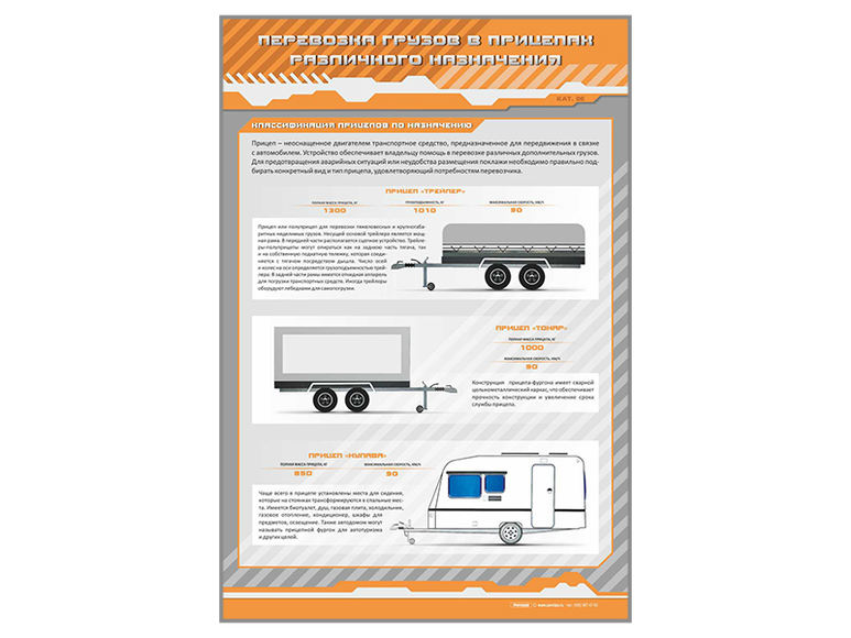 Стенд "Перевозка грузов в прицепах различного назначения" (категория "DE")