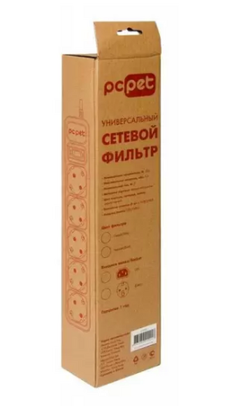 Сетевой фильтр PC PET AP01006-1.8-B, 1.8м, черный