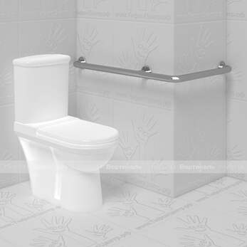 Поручень опорный, угловой, внешний, пристенный, тип 1, нержавеющая сталь, D38 мм
