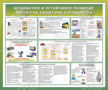 Стенд "Безопасное и устойчивое развитие  личности, общества, государства" (1,2х1 м, Премиум)
