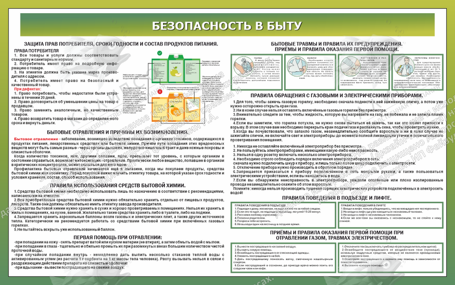 Стенд "Безопасность в быту № 1" (1,6х1 м, Премиум)