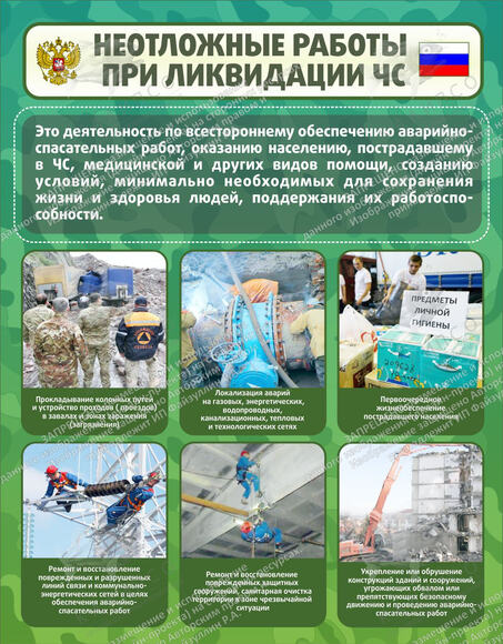 Стенд "Неотложные работы при ликвидации ЧС" (0,7х0,9 м, Премиум)