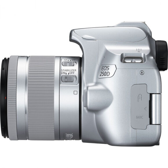 Зеркальный фотоаппарат CANON EOS 250D kit ( EF-S 18-55mm f/1:4-5.6 IS STM),  серебристый