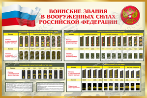 Стенд "Воинские звания в вооруженных силах Российской Федерации" (1,05х0,7 м, Эконом)