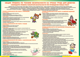 Таблица Правила безопасности на уроках труда для девочек 1000*1400 винил