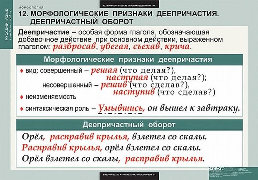 Таблицы Русский язык. Морфология 15 шт