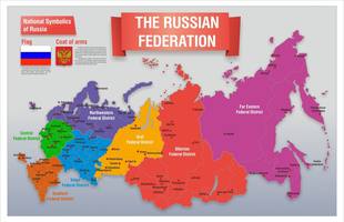 Стенд "Карта России (английский)", 1,4x0,9 м, без карманов
