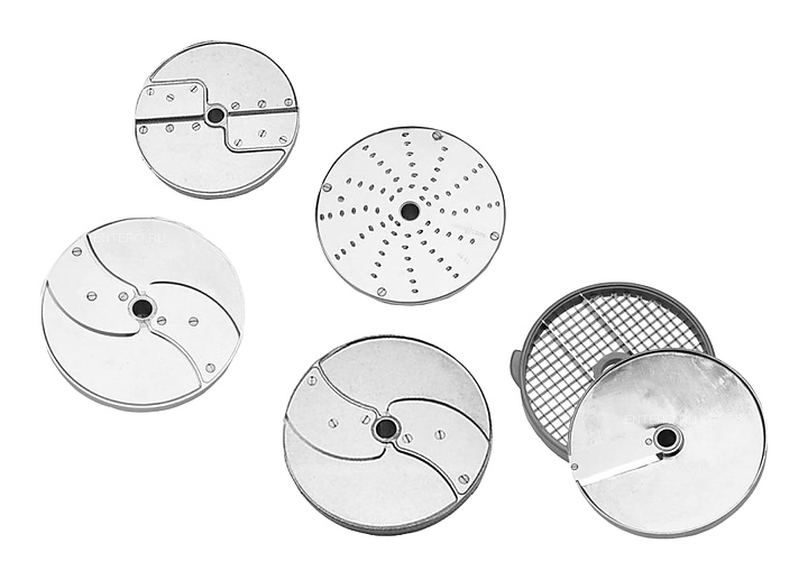 Набор дисков ROBOT COUPE 1945,6 дисков: нар.2 и 4 мм, терка2мм, сол. 4х4, куб.10х10( ломтики + решет