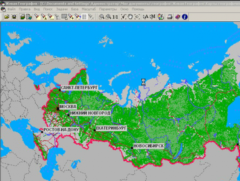 На карте россии указаны два города новосибирск