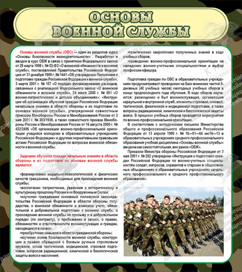 Стенд "Основы военной службы" (0,8х0,9 м, Люкс)