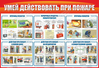 Стенд "Умей действовать при пожаре" (1,3х0,9 м, Премиум)