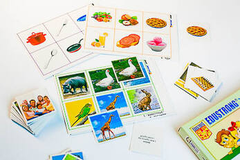 Лото "Иностранный язык" (3 игры, 6 планшетов, 36 карт., цвет., ламинир.)