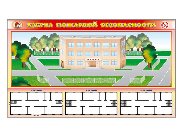 Доска магнитно-маркерная панорамная «Азбука пожарной безопасности» + комплект тематических магнитов 