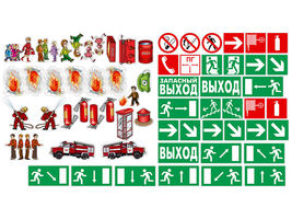 Доска магнитно-маркерная панорамная «Азбука пожарной безопасности» + комплект тематических магнитов 