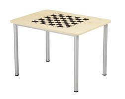 Стол шахматный (ЛДСП серый, белый, кромка в цвет; м/к серый), 800х600х700 мм
