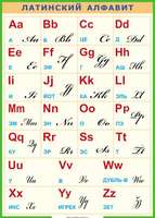 Учебные плакаты/таблицы Латинский алфавит в картинках 100x140 см, (винил)