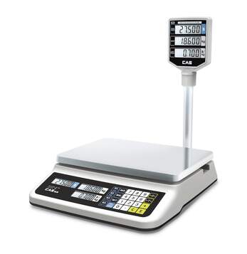 Весы торговые электронные CAS PR-15P (LCD, II), торговые, 15кг /25г, стойка, платф 330X235, интерфей