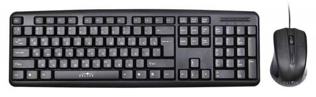 Комплект (клавиатура+мышь) OKLICK 600M, черный, тип соединения: проводной, интерфейс подключения: US