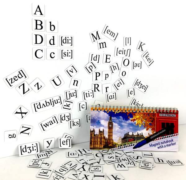 Набор магнитных карточек "Alphabet and transcription" (маленький размер)