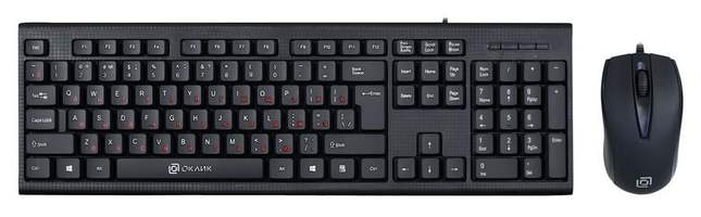 Комплект (клавиатура+мышь) OKLICK 630M, черный, тип соединения: проводной, интерфейс подключения: US
