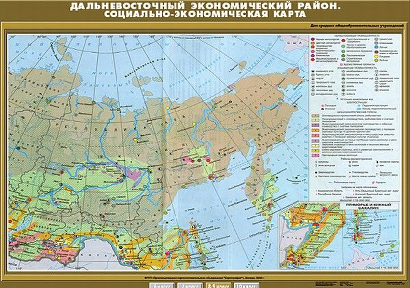 Учебн. карта "Дальневосточный экономический район. Социально-экономическая карта" 100х140