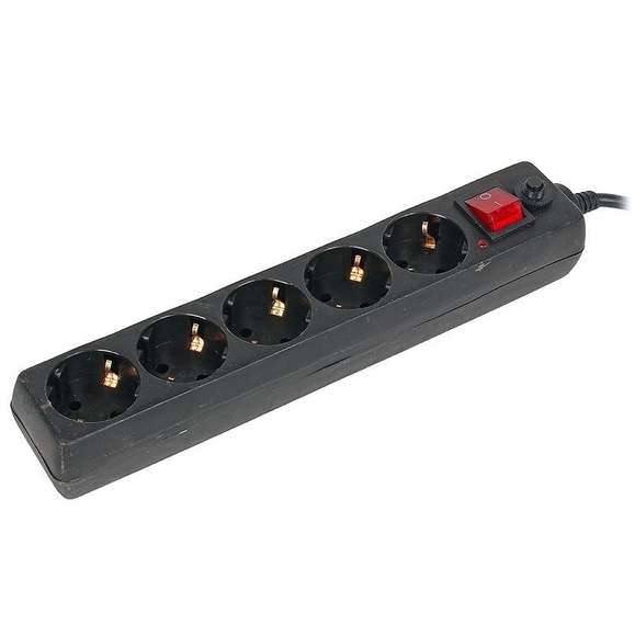 Сетевой фильтр BURO 500SH-1.8-UPS-B, черный, длина шнура: 1.8м, входная вилка: IEC320 (Для ИБП), мак