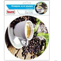 Коврик для мыши BURO BU-T60051, рисунок/кофе, материал поверхности: ткань; материал основы: резина; 