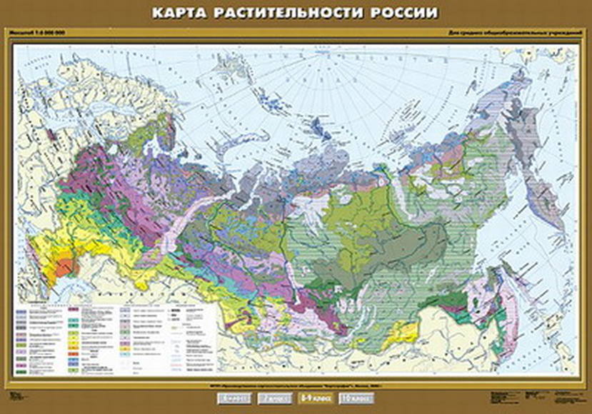Учебн. Карта "Карта растительности России" 100х140
