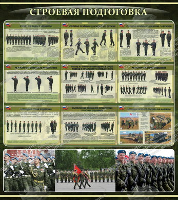 Стенд "Строевая подготовка"  (0,8х0,9 м, Эконом)