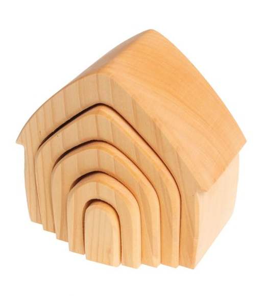 Набор деревянных домиков натурального цвета